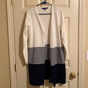 Brand New White and navy striped sweater wrap
